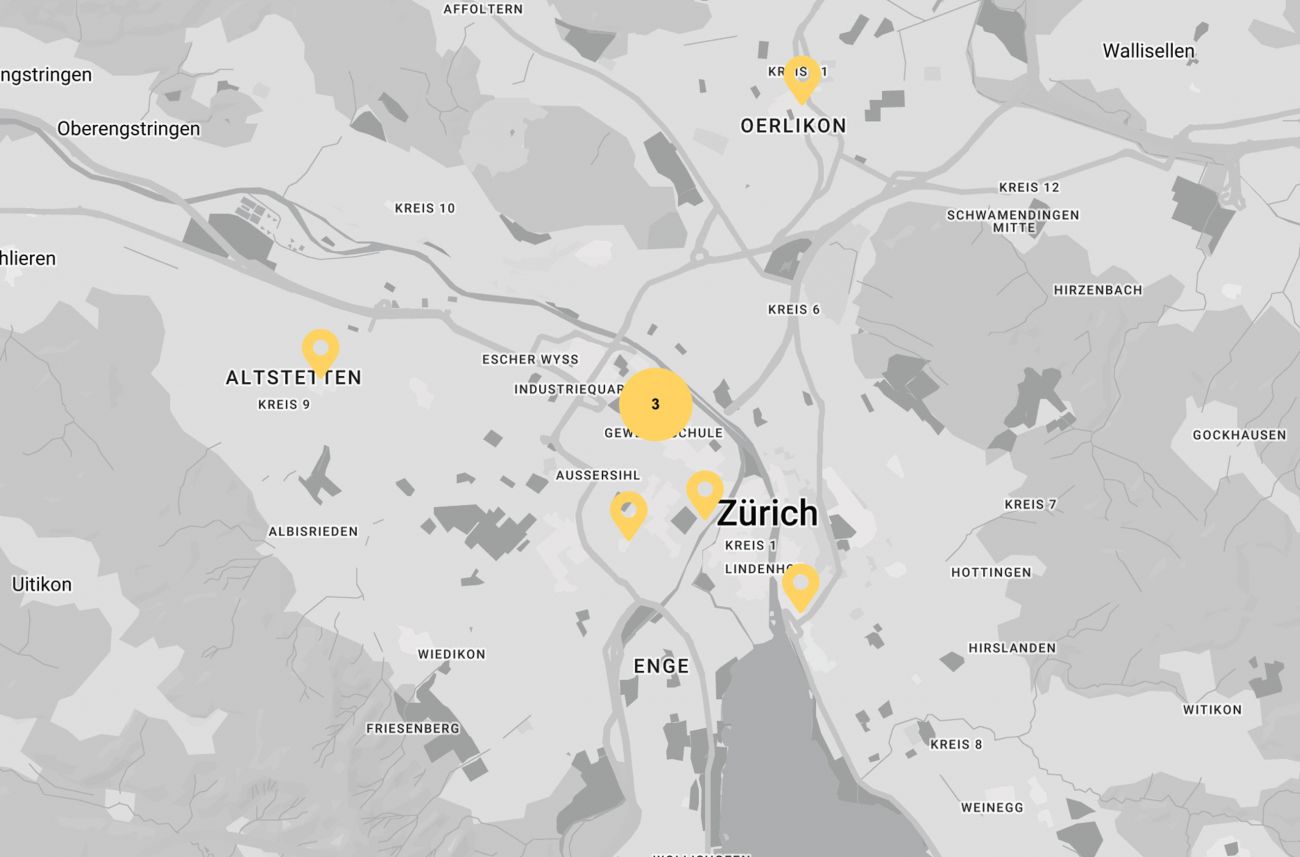 Karte der Burgermeister Schweiz Locations